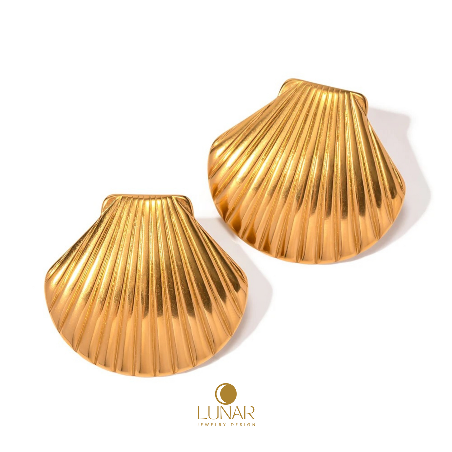 Lunar Golden Seashell Earrings