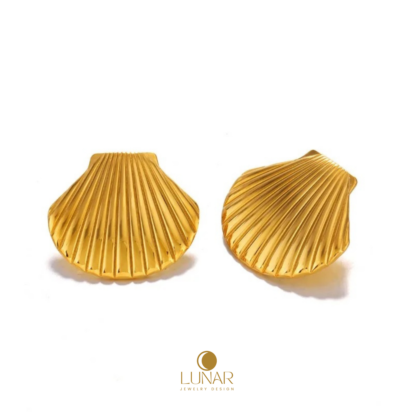 Lunar Golden Seashell Earrings