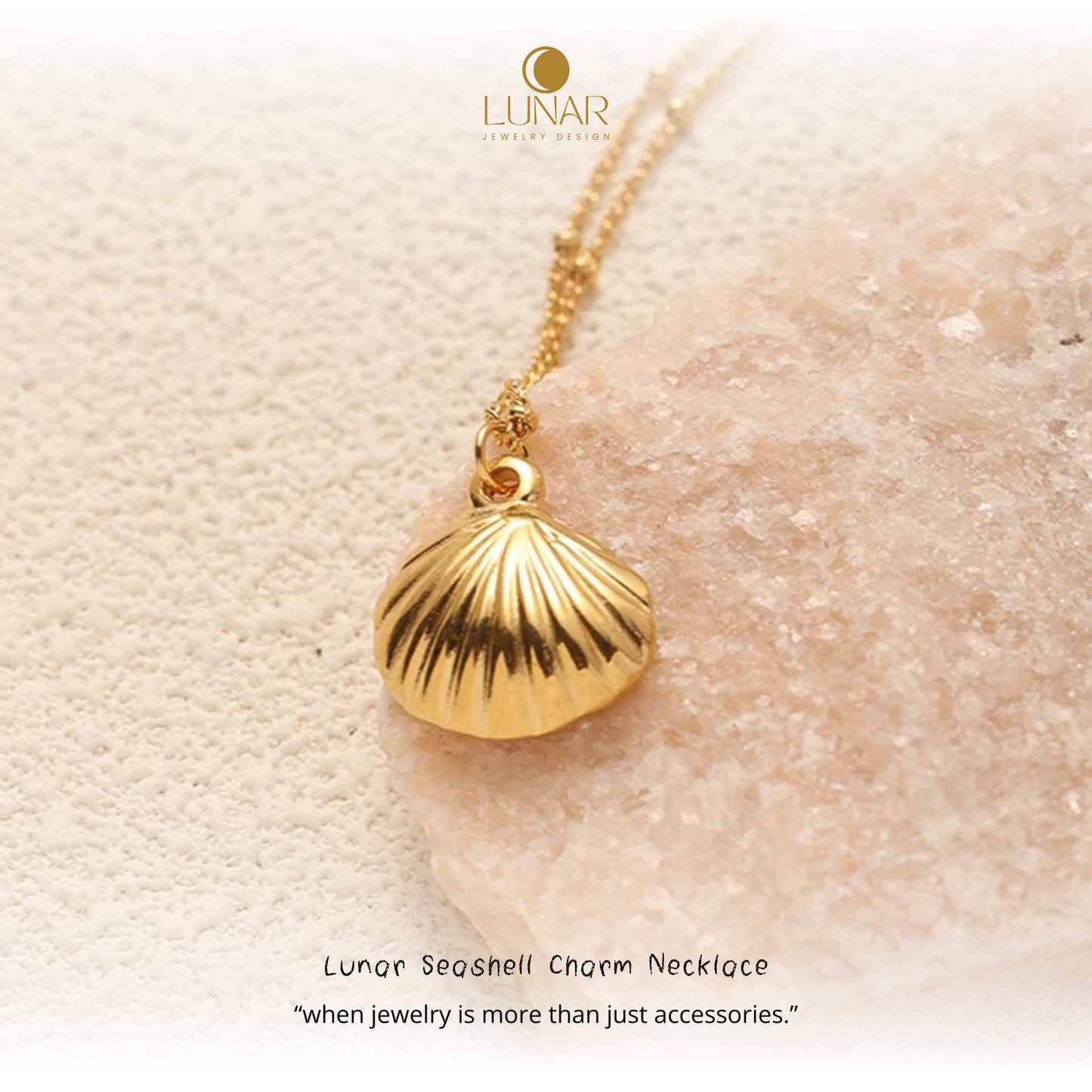 Lunar Seashell Charm Necklace