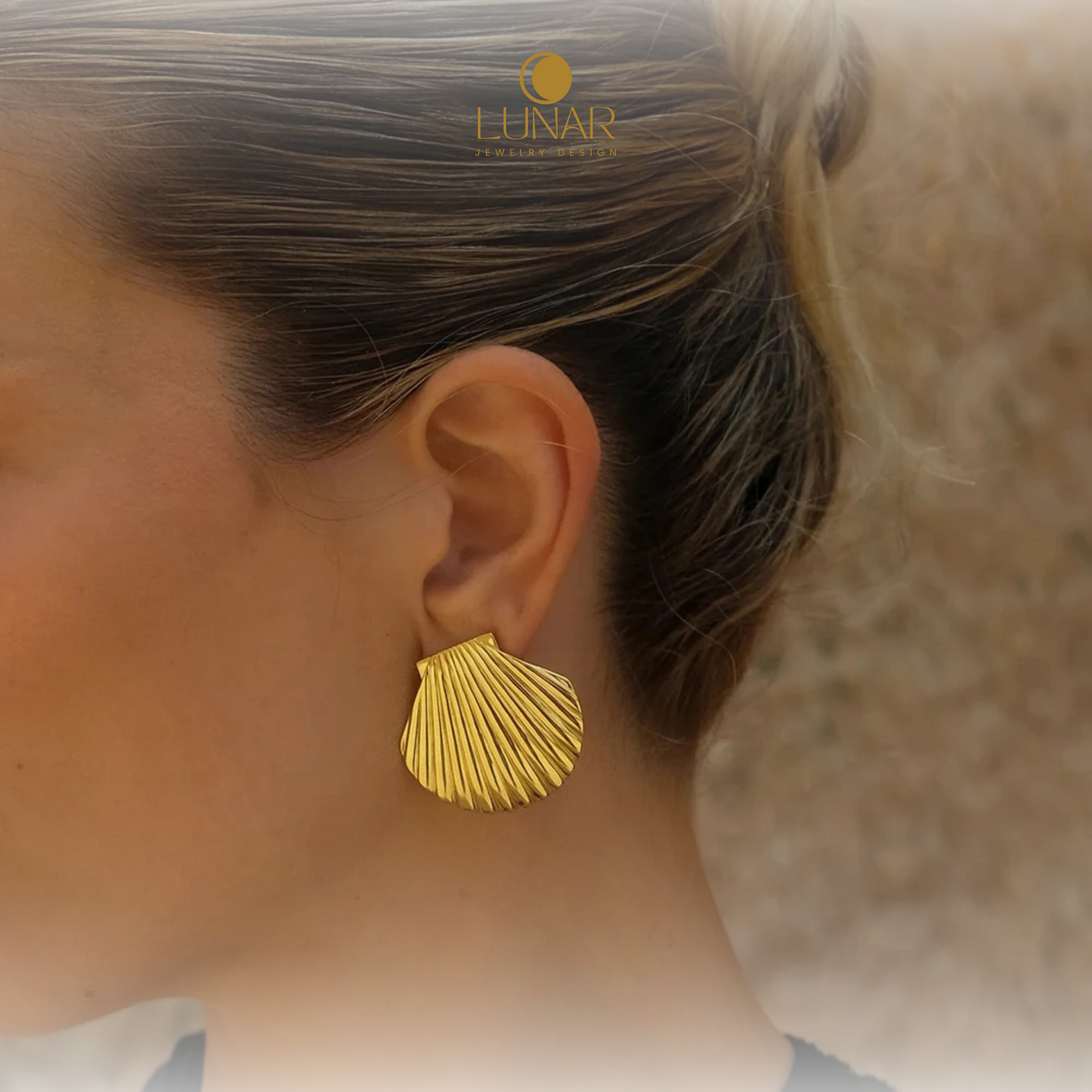 Lunar Golden Seashell Earrings