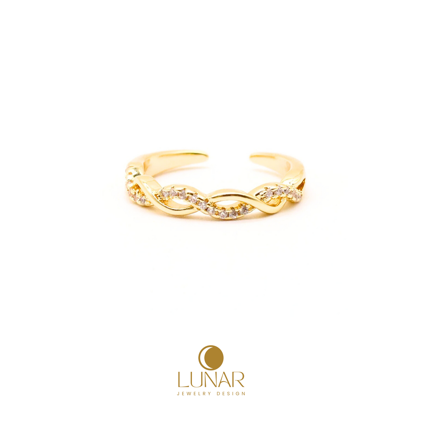 Lunar Twisted Infinity Ring high quality stainless steel 18K