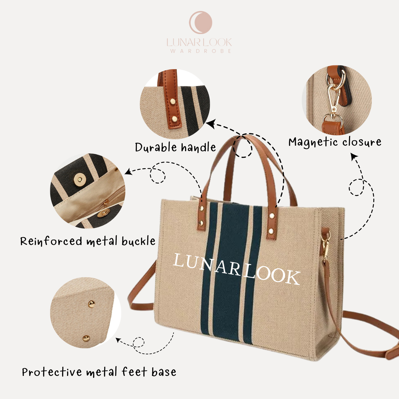 LunarLook Wardrobe Classic Striped Tote Bag