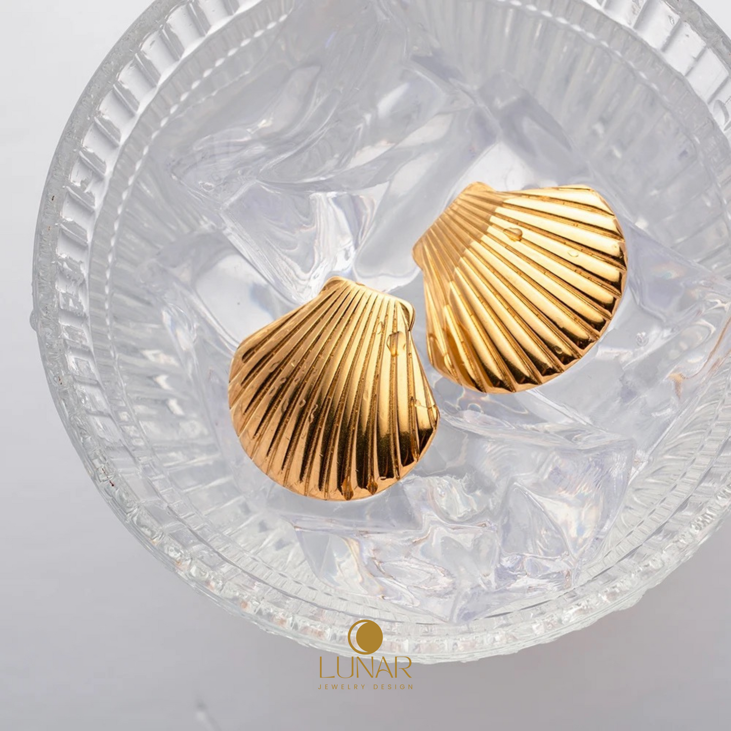 Lunar Golden Seashell Earrings